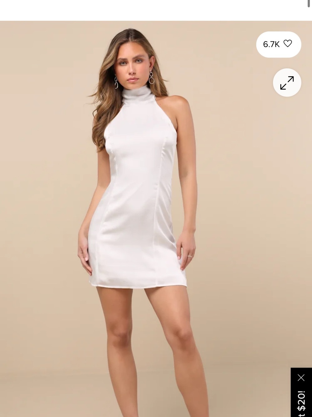 Lulu's White High-Neck Halter Mini Dress